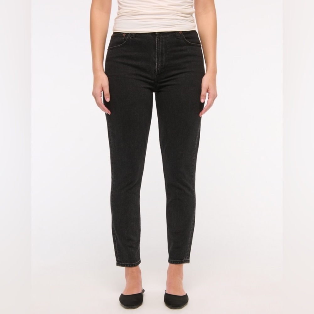 Abercrombie & Fitch the Super Skinny Ankle High Rise Black Denim Jeans size 12S